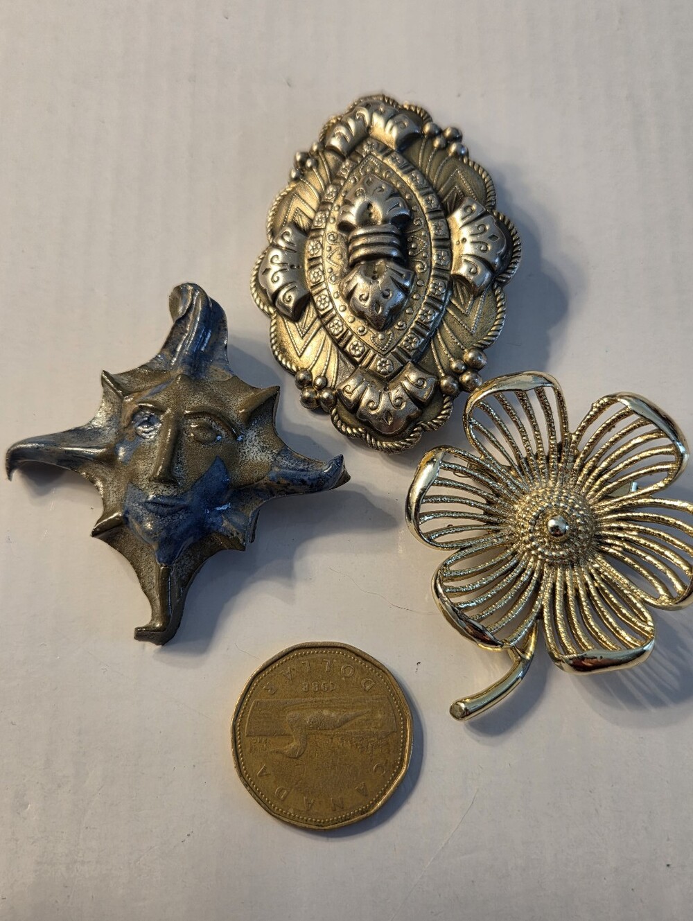 Decorative Gold-Tone Floral & Ornate Metal And Ceramic Accents - Set of 3